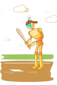 Robot with baseball bat